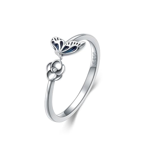 Shusukue Dragonfly Toe Ring for Women 925 Sterling Silver Dragonfly/Butterfly/Cat/Paw Toe Rings Adjustable Open Ring for Women Christmas Jewelry Gift - Butterfly