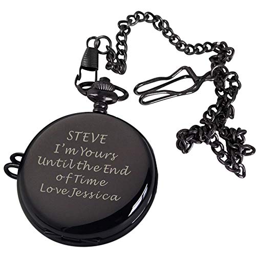 Personalisedgiftuk Personalised Engraved Pocket Watch, Men's Vintage Silver, White Dial, Quartz Movement, Gift for Birthday, Christmas, Wedding, Father's Day