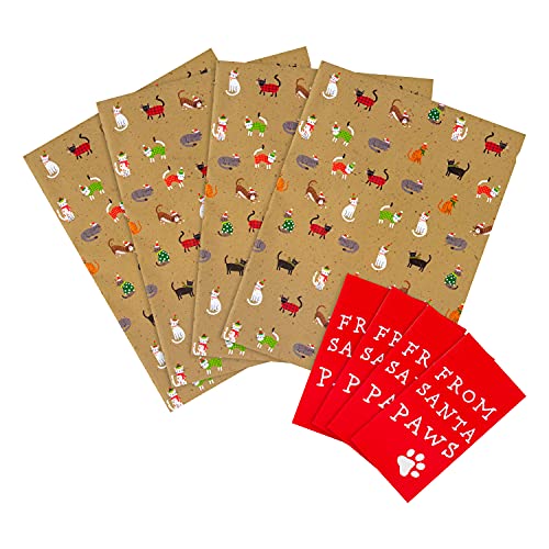 Hallmark Lot de 2 feuilles de papier cadeau et 2 étiquettes pour le chat Cover