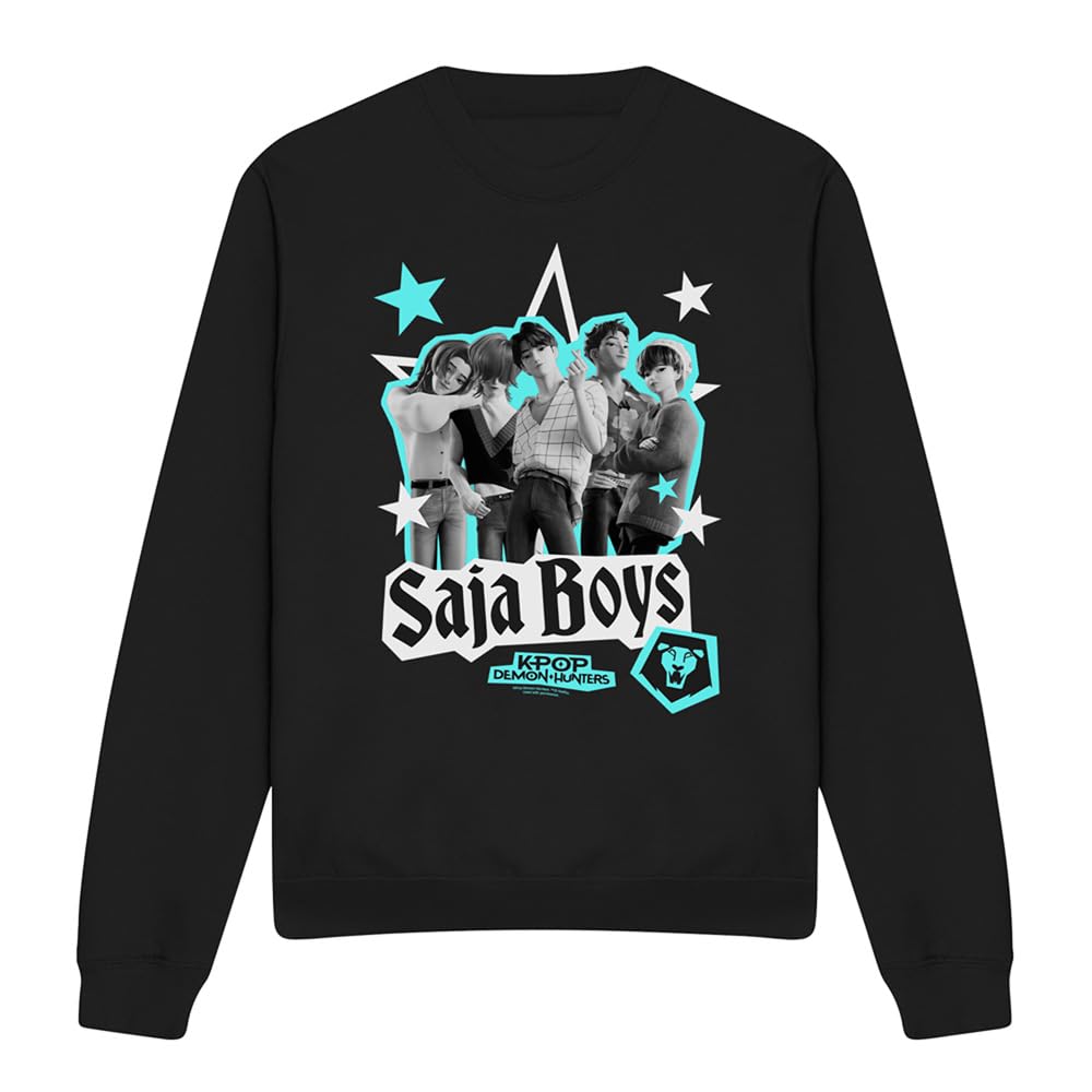 Kpop Demon Hunters Saja Boys Scrapbook Stars Unisex Sweatshirt, Black, X-Large
