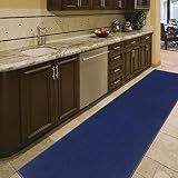 Machine Washable Modern Solid Design Non-Slip Rubberback 3x10 Traditional Runner Rug for Hallway, Ki