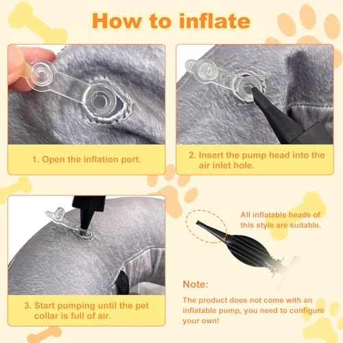 Image of Dog Cone Collar with Enhanced Anti-Licking, Inflatable Dog Cone After Surgery, Adjustable Size with Soft Padding for Small Medium Large Dogs - M+