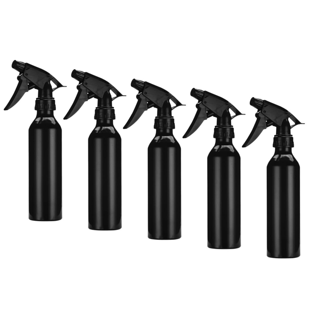 Outanaya Multifunktionale Sprühflaschen 250ml 5 Stück Schwarz aus Aluminiumlegierung und Pp mit Rotierendem Düsendesign zum Befüllen von Make Up Wasser und Parfüm