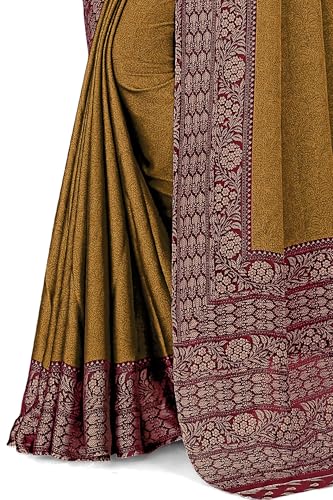 Image of MIRCHI FASHION Saree for Woman Chiffon Georgette Solid with Contrast Border | Lightweight Daily Wear Women's Sari and Printed Blouse Piece