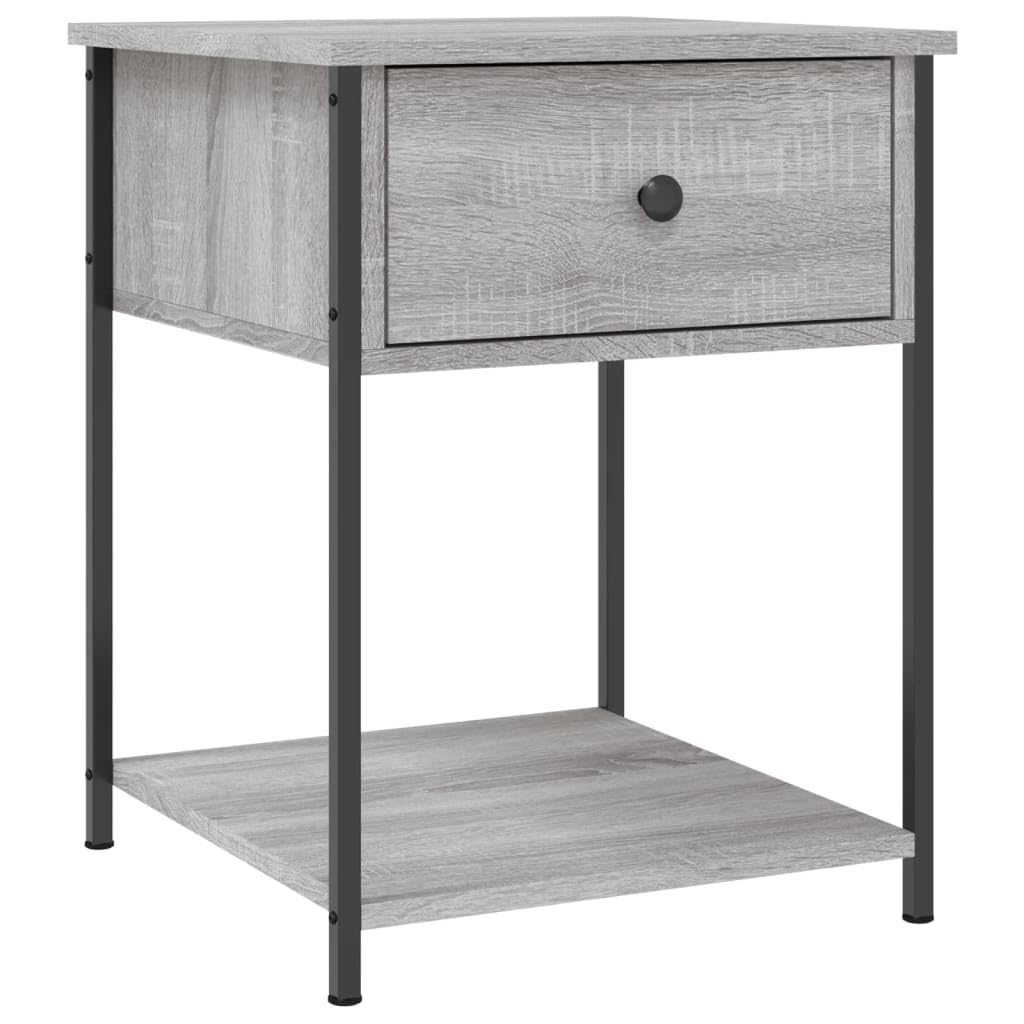 Table de chevet en bois Sonoma gris lot de 2 avec structure en métal stable 44x45x58 cm