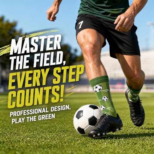 BISOUSOX Mens Funny Soccer Socks, World Cup Novelty Football Crew Socks, Cool Soccer Gifts for Men, Dad, Husband, Soccer Lovers & Fans — view 2