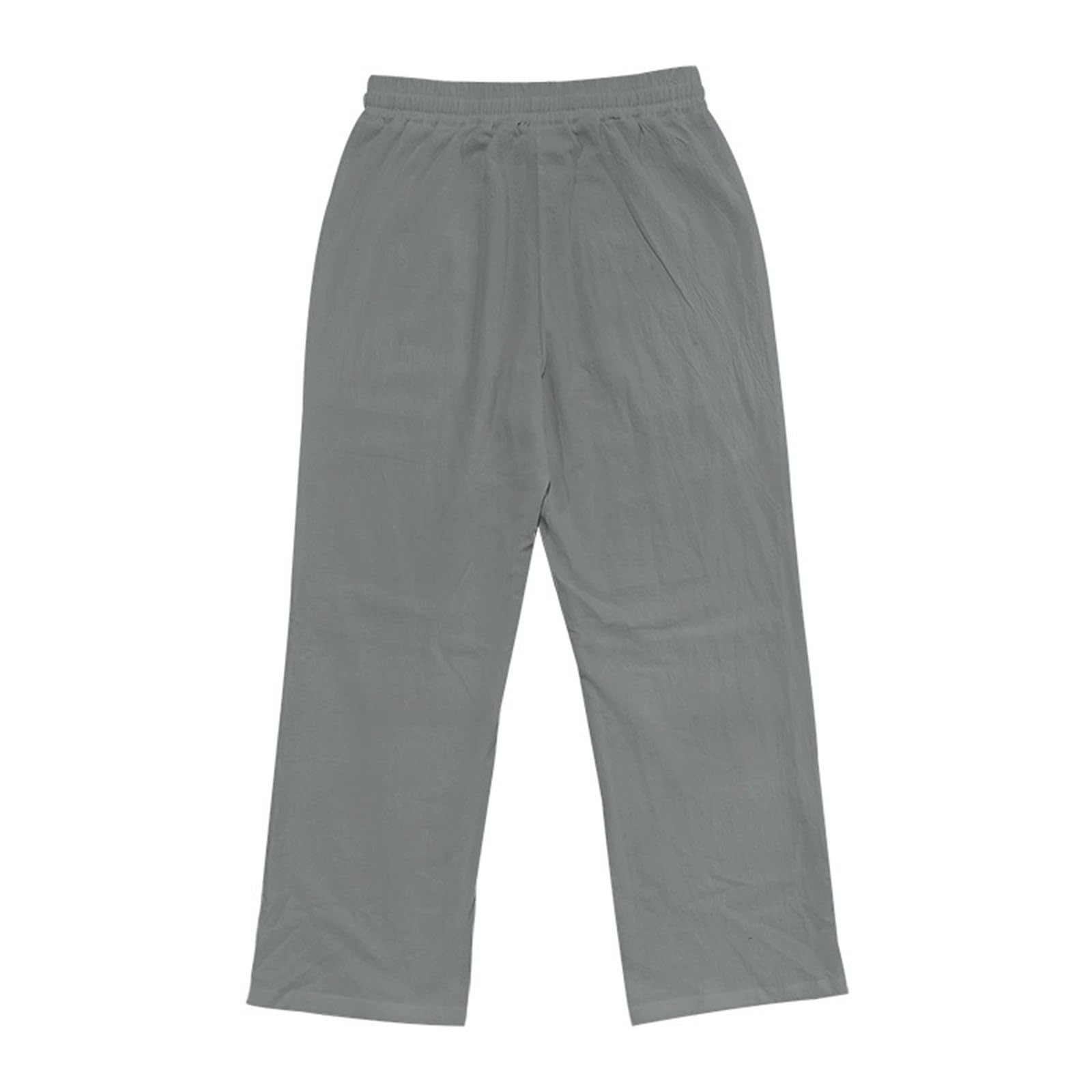 Leinenhose für Herren Loose Leinen Hose mit Kordelzug Taschen Sommer Baumwolle Leinen Hosen Weich Atmungsaktiv Sporthose Straight Leg Freizeithose Leinenhose Bequeme Casual Streetwear Strandhose