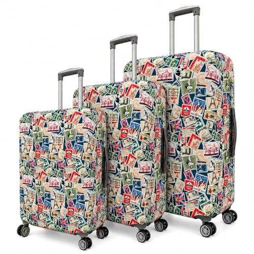 Image of Printed Luggage Cover for Traveling Bag & Suitcase - Stretchable & Scratchproof Trolley Protector with Velcro Lock & Lightweight Washable Material(Suitcase Bag Not Included, Only Cover in Product)