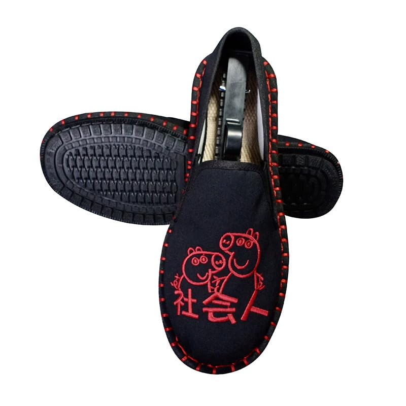 Retro-Style Hemp Shoes – Breathable Flat Shoes with Soft Rubber Sole for Comfort & Wear Black-image-9