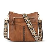 Ecofocet Sac Bandoulière Femme, Moyen Petit Sac a Main Femmes, Cuir PU Sacs Bandoulière avec Bandoulière Amovible Réglable, Femme Bandoulière avec Multi poches pour Voyage Quotidien Travail (Marron)