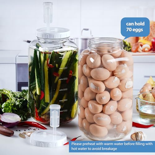 1 frasco de fermentação de galão com 2 câmaras de ar reutilizáveis (7600 ml), frasco de vidro de 2 g
