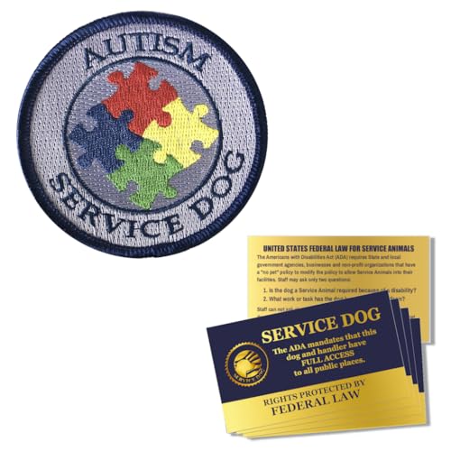 Autism Service Dog Patch with 5 Law Cards for Vests