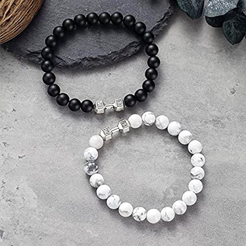 Rgwtgkyh Traintough Dumbbell Bracelet For Men Cool Volcanic Rock Anxiety Bead Bracelet Adjustable Fitness Yoga Barbell Bracelet Jewelry Gifts For Men Women #TOP1