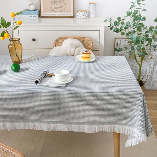 Nappe rectangulaire en polyester anti-plis gris et blanc pour table basse
