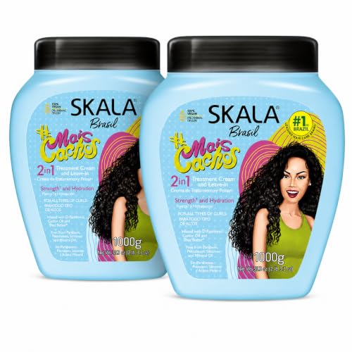 SKALA Mais Cachos for hair type 3ABC - 2 IN 1 Conditioning Treatment Cream &amp; Cream To Comb 70.4oz, BLUE (Pack of 2)