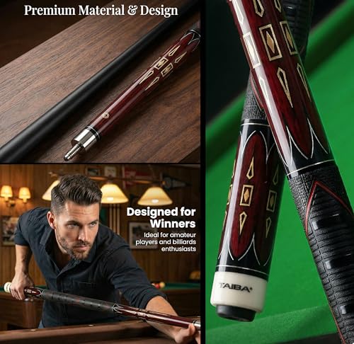 Tai ba cues taco de billar 2 piezas con estuche, punta cuero 13mm, 58" miniatura 5