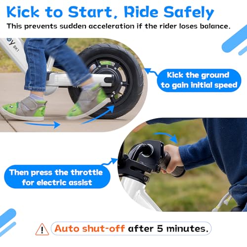 Image of Hiboy BK1 Kids Electric Balance Bike, Ages 3-5, 12-Inch Tires, UL 2272 | Two speed modes at 5.6 and 9 MPH, adjustable seat and up to 4.9-mile range
