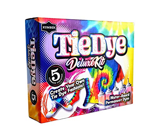 KUMBER Batik-Set f&uuml;r Kinder, 5 Farben mit zus&auml;tzlichen Nachf&uuml;llpackungen, Kunst- und Bastelset zum F&auml;rben von Kleidung, kreativen Spielen und Aktivit&auml;ten &ndash; geeignet f&uuml;r alle Altersgruppen