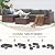 Patio Furniture Sets with Waterproof Cover, 7 Pieces Outdoor Rattan Sectional Sofa Set with Glass Table and Cushions,Wicker Patio Conversation Set for Outdoor Indoor Backyard Lawn Garden Porch (Grey)