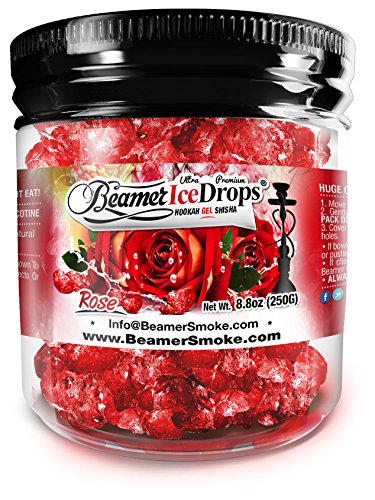 Rose 250G Ultra Premium Beamer Ice Drops Hookah Shisha Smoking Gel. Each Bowl Lasts 2-4 Hours! USA Made, Huge Clouds, Amazing Taste! Better Taste & Clouds Than Tobacco!