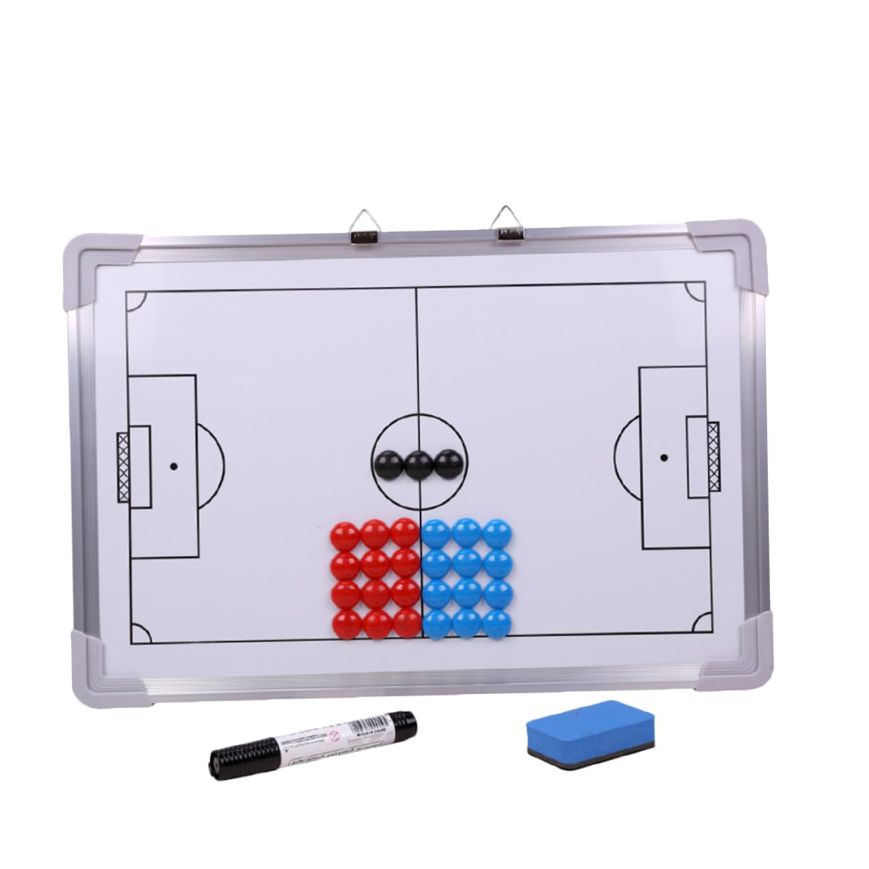 CORHAD 1 Set Aluminum Alloy Football with Fridge Magnets Eraser Marker Portable Hangable Training Board for Match Strategy Player Engagement