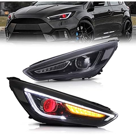 VLAND LED Demon Eyes Headlights For F-ord Focus MK3 ST RS 2015-2018, Front Lamps With Sequential Indicator - Fit UK Traffic, RHD (Right Hand Drive) Cover