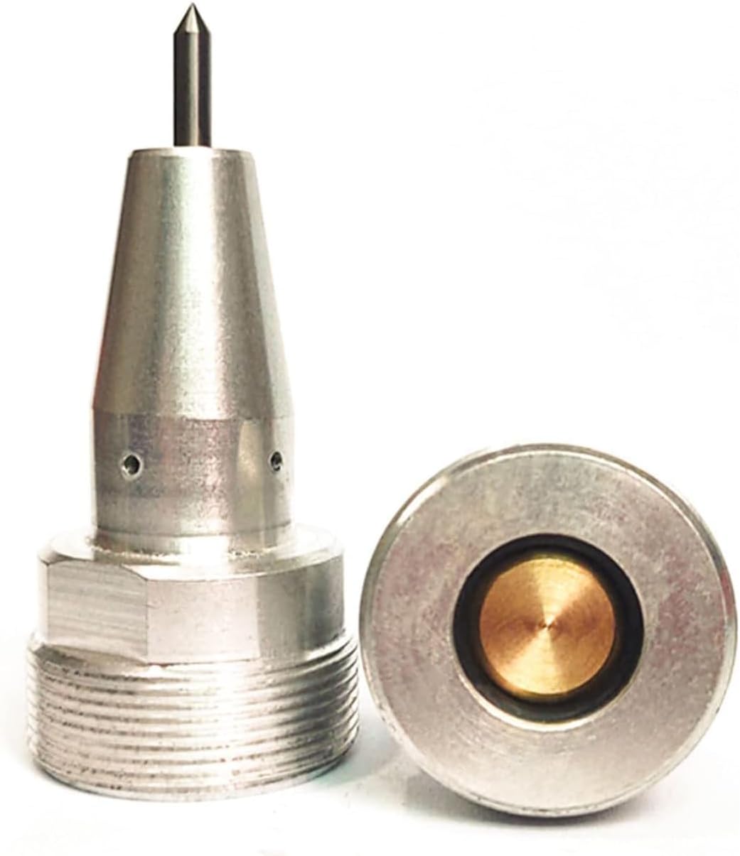 US Stock ZAC 2mm Pneumatic Dot Peen Marking Pin with Tailstock Dia.10.7mm Needle and Needle Sleeve for Pneumatic Dot Pin Engraving Machine Stylus Dot Peen Marking Machine Needle Dot Marking Pin
