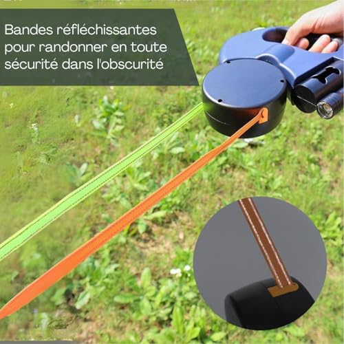 AVOID Doppelte Hundeleine Große Hunde 3M - Reflektierende Leine Hund, 360° Drehfunktion Mit Taschenlampe Und Taschenspender, Hundeleine 3M, Automatische Einziehbare Rollleinen