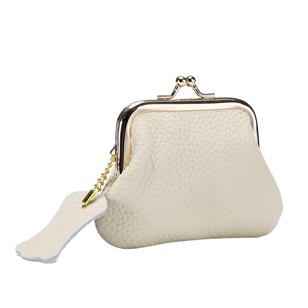 Bolso de joyería Mini Monedero Llaves/lápices labiales/Auriculares Cuero de Vaca Cierre de Beso Cartera de Cuero Color sólido Bolso pequeño portátil for artículos