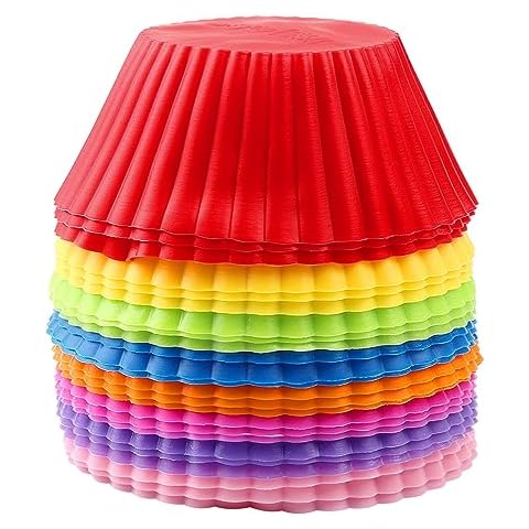 Luckious 24 Pcs Washable Silicone Muffin Cups Cover