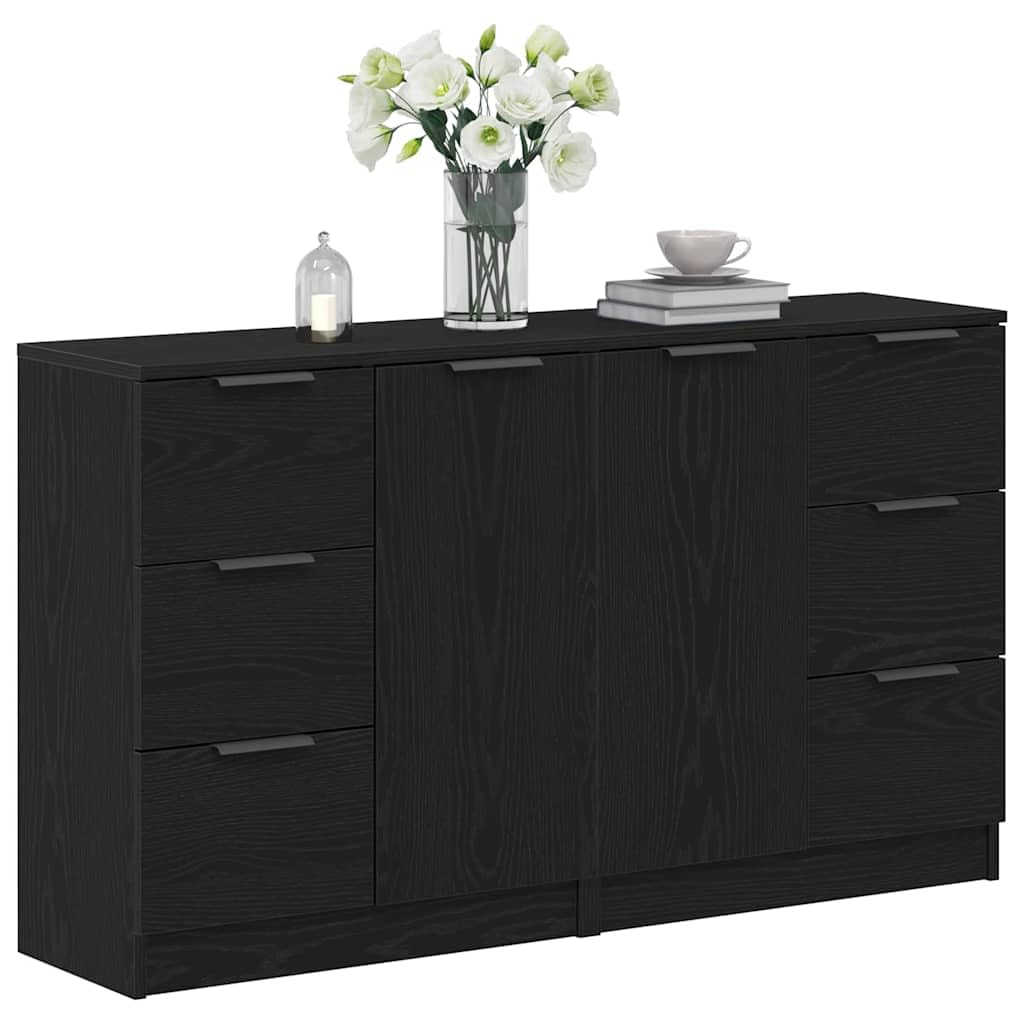 Kredens o wyglądzie czarnego dębu, 180 x 30 x 70 cm, materiał drewnopochodny, szafka bufetowa z miejscem do przechowywania, nowoczesny design do salonu, jadalni