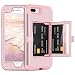 DOMAVER iPhone 8 Plus Case,iPhone 7 Plus Case with Wallet Card Holder and Mirror Hard Plastic Soft TPU Rubber Heavy Duty Shockproof Protective Phone Case Cover for Apple iPhone 7 Plus/8 Plus,Rose Gold