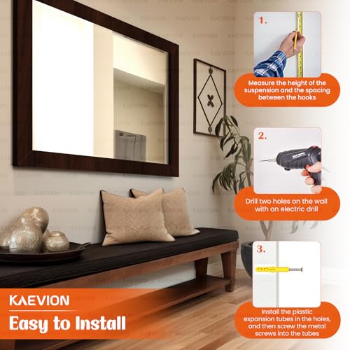 Image of Wall Hanging 2ft Brown Water Proof PVC Framed Wall Mirror for Bedroom or Bathroom |Home Decor Wall Mounted Wash Room Mirror for Wall Bedroom Living-Room Vanity Farmhouse