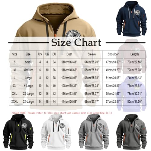 Mens Fall Pullover Hoodies Long Sleeve Printed Drawstring Zip Up Sweatshirts Casual Solid Sweatshirt with Pocket3
