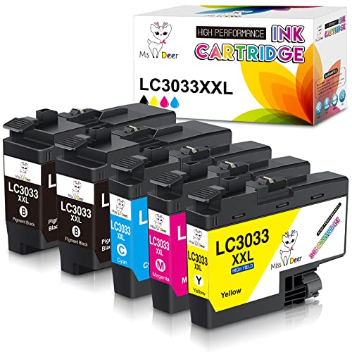 Image of Miss Deer LC3033 Ink Cartridge BK /C /M /Y, Compatible Replacement for Brother LC3033XXL LC-3033, Work for Brother MFC-J995DW MFC-J995DWXL MFC-J815DW MFC-J805DW MFC-J805DWXL Printer,5 Pack