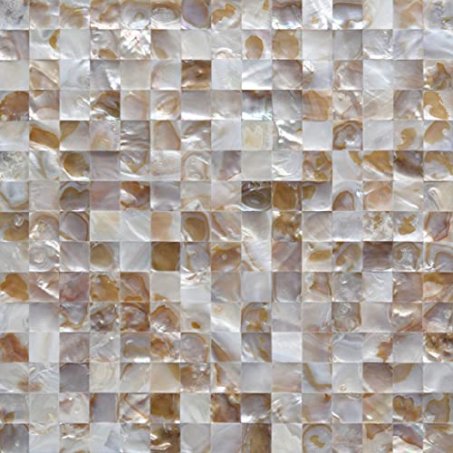 Fabulous DÃ©cor: Real Natural Mother of Pearl Self-Adhesive Mosaic Genuine Shell 3D Textured Wall Tiles, Easy DIY Peel and Stick, Builder Grade, Backsplash, Kitchen - 12 x 12 (6 Tiles, SEA Shell)