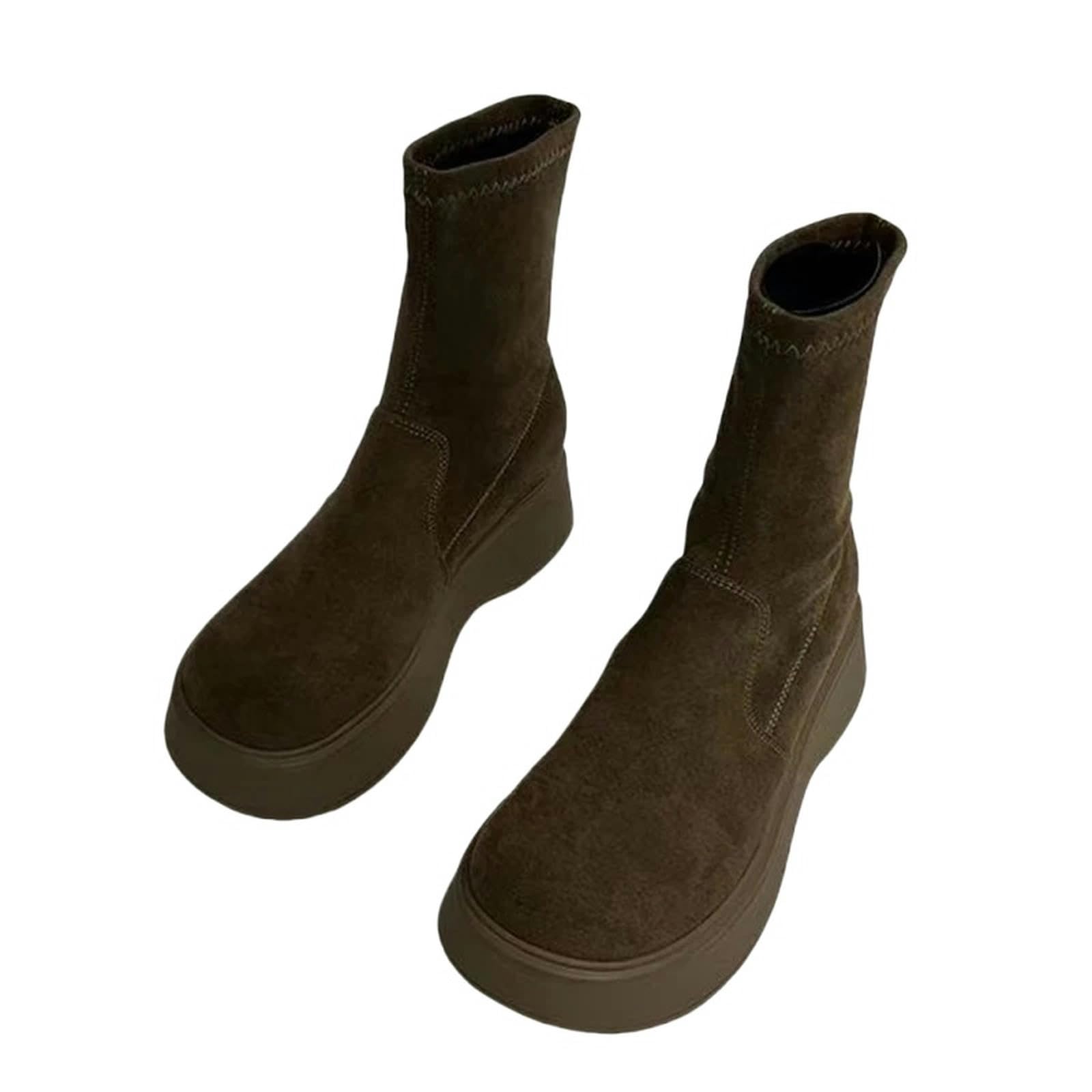 Botas de Nieve para Mujer Botas De Nieve Cálidas De Moda De Suela Gruesa De Gamuza De Las Mujeres Botas Cómodas De Chelsea