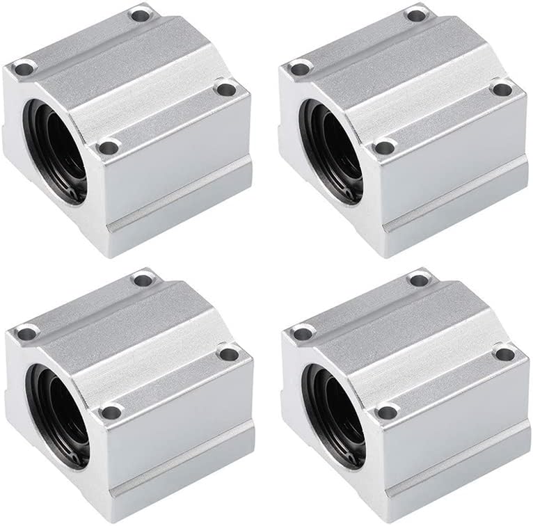 Linear Motion Ball Bearing Slide Block, SCS20UU 20mm Pillow Block Closed Linear Bearing Aluminum Bushing Linear Rail Support Guide Shaft Bearing for CNC 3D Printer Parts 4 Pack