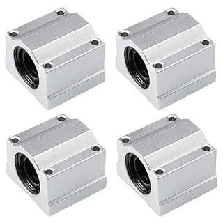 HiPicco Linear Motion Ball Bearing Slide Block, SCS20UU 20mm Pillow Block Closed Linear Bearing Aluminum Bushing Linear Rail Support Guide Shaft Bearing for CNC 3D Printer Parts 4 Pack