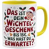 Tasse de Noël avec motif lutin amusant et éléments festifs tels que gui, cloches, flocons de neige et sucre d'orge. Tasse à café idéale pour le bureau, le bureau à domicile et la salle de pause. Impression durable et colorée pour un plaisir durable et une utilisation quotidienne.