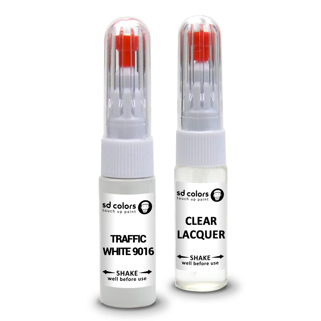 Sd Colors Paint+Lacquer Traffic White Ral 9016 New Touch Up Paint Pen Repair Kit 20 Ml Scratch Chip Brush Color Code 9016 Traffic White (Paint+Lacquer)