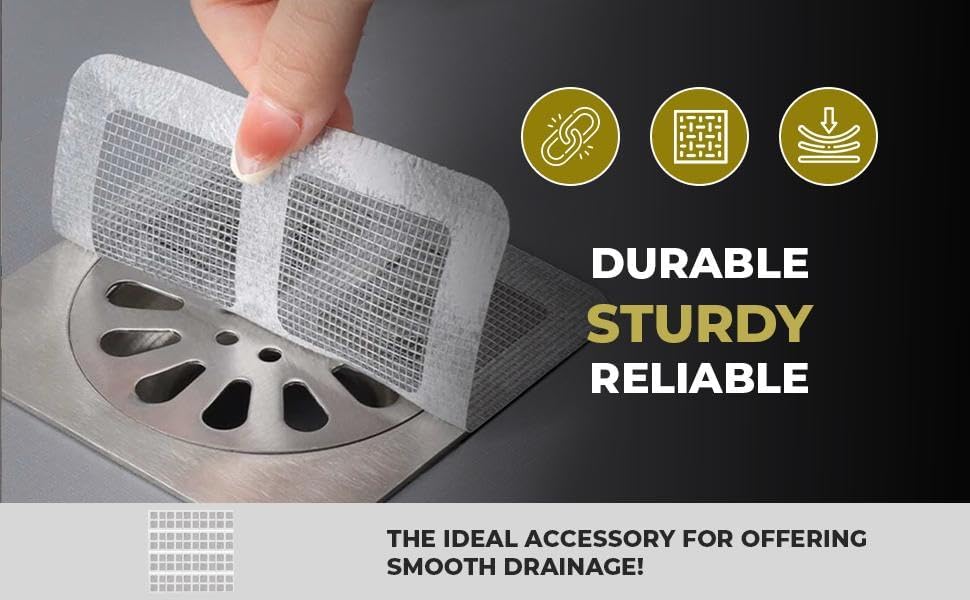 Image of Plastic (30 Pack) Drain Cover Hair Catcher Disposable Waterproof Drain Guard Mesh Stickers Drainage Jali Sink Strainer Shower Drain Cover for Bathroom Floor Sink Bathtub (10cm x 10cm)