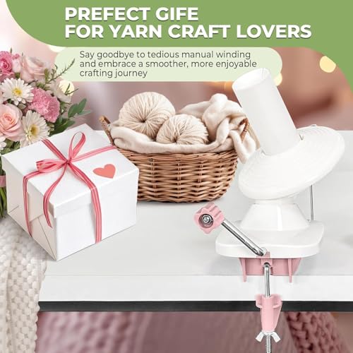 Image of Pukaock Yarn Winder,Hand Operated Yarn Ball Winder,Easy to Install, Low Noise,Effectively Makes Neat Winding Machines,Suitable for Crochet Knitting,The Helper for Knitting Enthusiast(Pink)