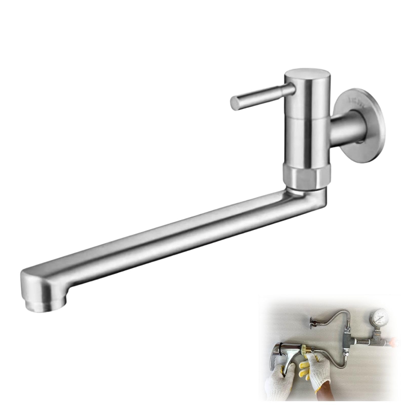 Amazon | bath&bath ステンレス製 単水栓 シングルレバー 壁付け水栓