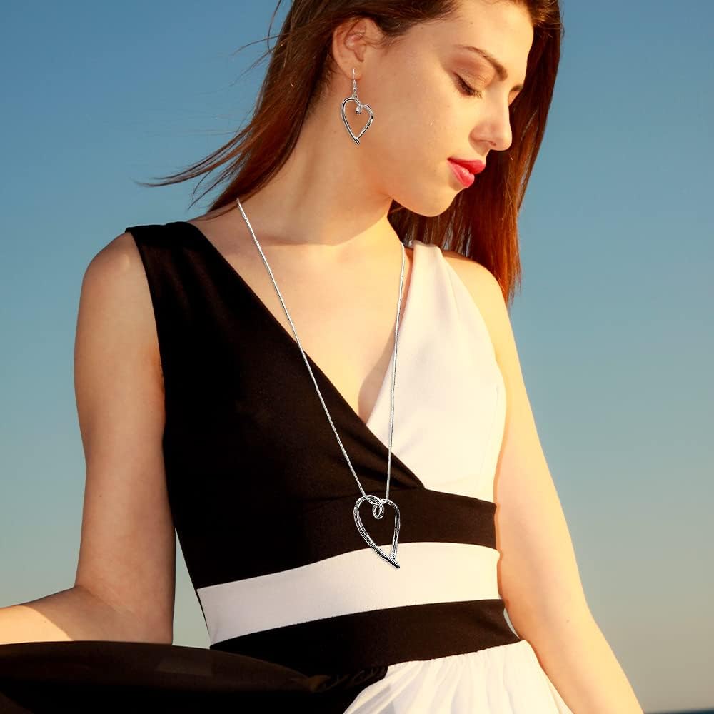 Madison Tyler Gold Plated Jewelry Set for Women | Silver Teardrop Pendant Necklace Trendy | Long Necklace with Snake Chain | Fashion Dangle Earring Set - Image 4