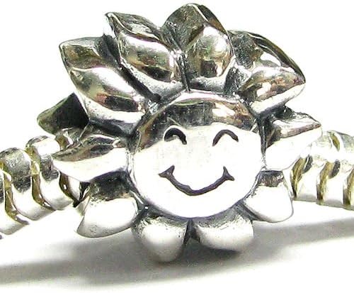 Queenberry Sterling Silver Sun Happy Face Sunflower European Style Bead Charm - Image 3