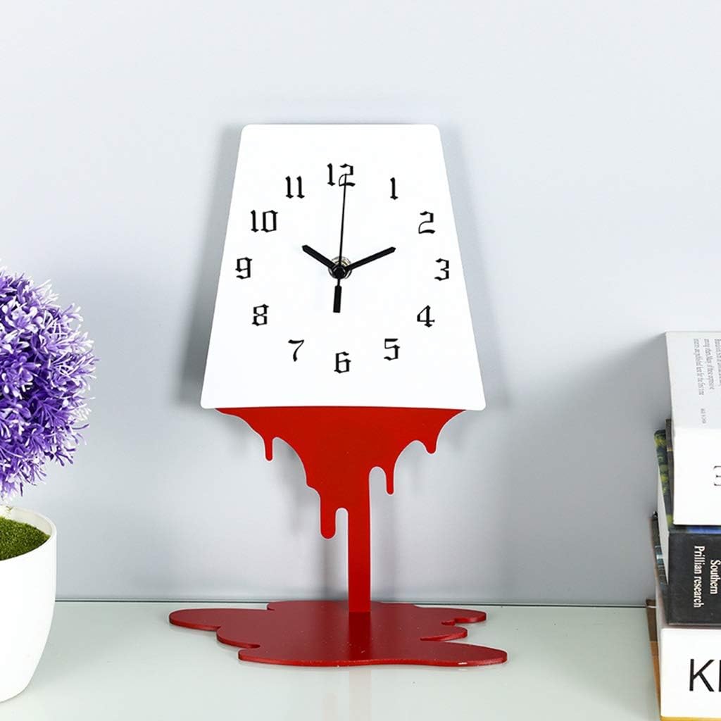 Abstract Art Table Clock Living Room Decoration Metal Table Clock Simple Personality Ornaments Without Clock Frame Desktop Mute Clock Red Blue Table Clock (Color : A)