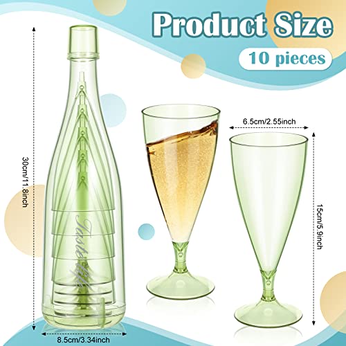10 Pcs Plastic Champagne Flutes With Outer Cup Portable Reusable Plastic Wine Glasses Stemless Plastic Goblet Set For Picnic Party Camping Wedding Birthday, Each 5.4 Ounces (Green) #TOP1