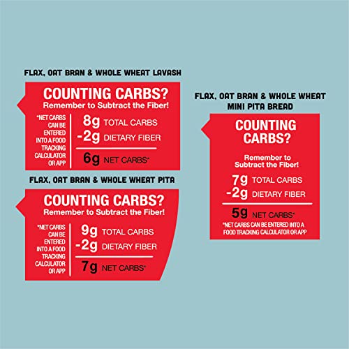 Joseph's Combo Value Pack, Flax, Oat Bran & Whole Wheat, Low Carb Pita Bread, Lavash Bread, And Mini Pita, Fresh Baked (1 Pack Each, 3 Packages Total) #TOP1