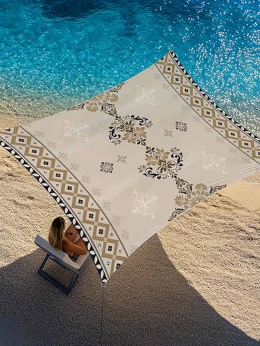 Bohemian Beige Floral Sun Shade Sail 8x10